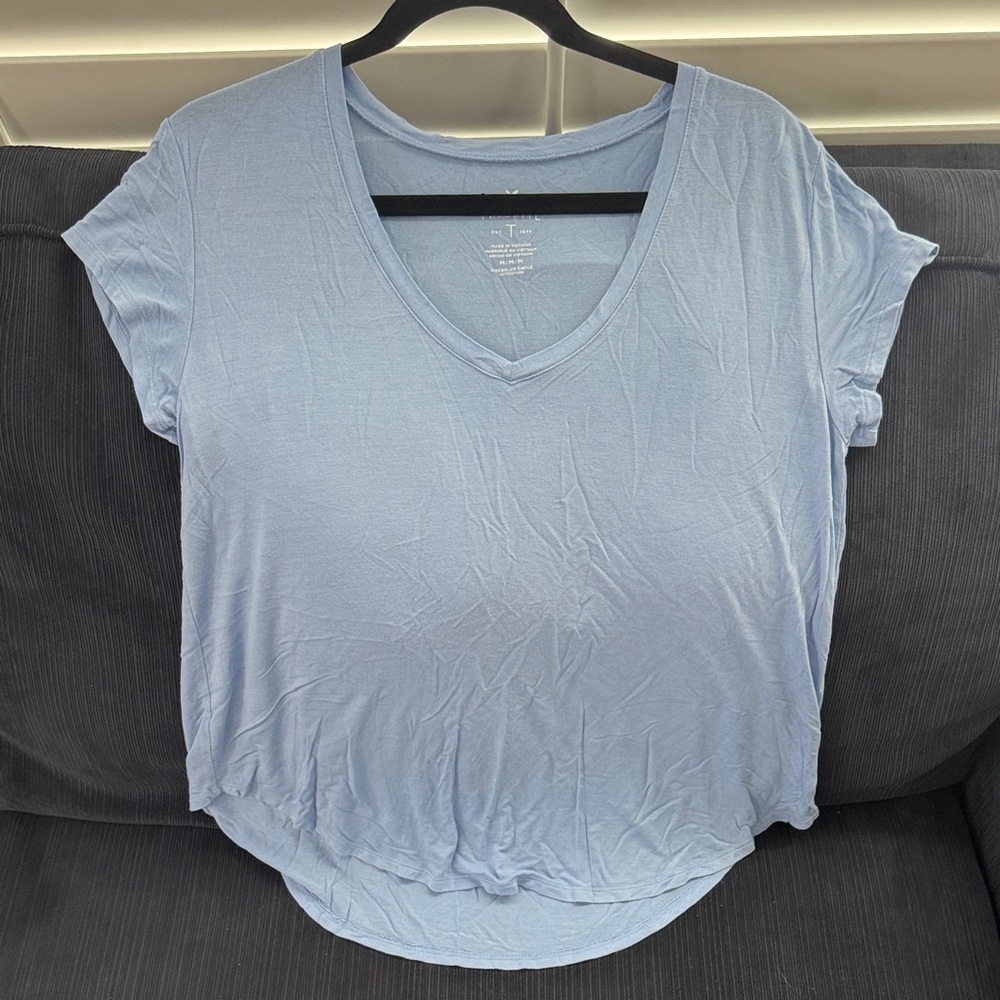 Sky Blue V-Neck Women's Tee